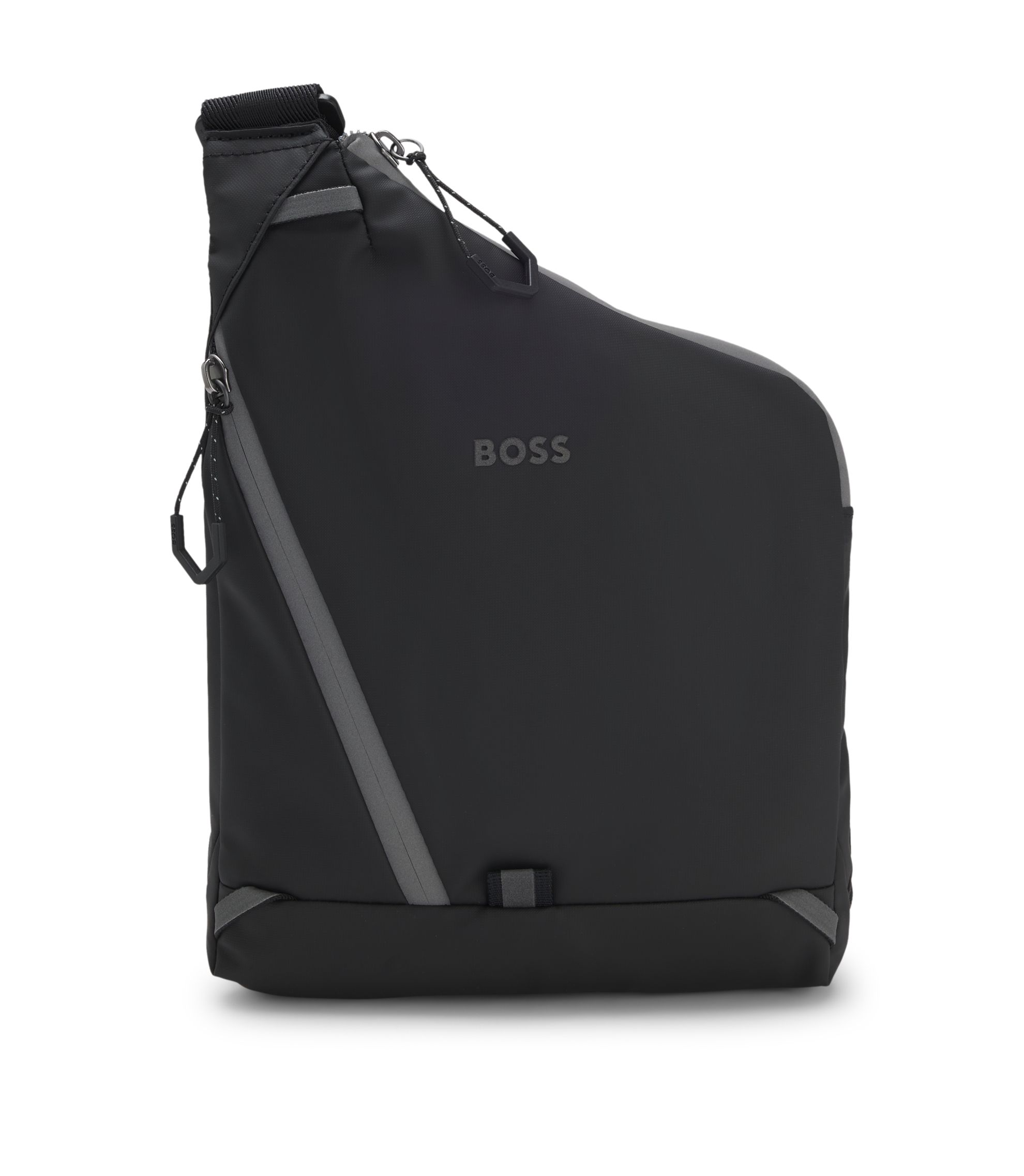 HUGO BOSS ビジネスバック BOSS - Faux-leather backpack with reflective details - Black