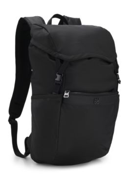 Sac &agrave; dos en twill avec logo revisit&eacute;, Noir