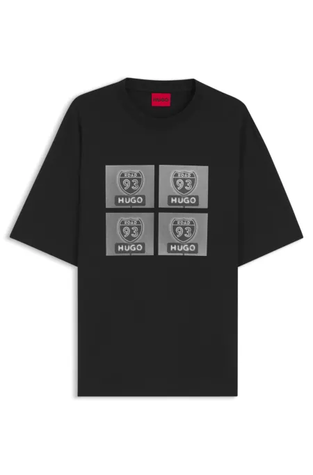 Cotton-jersey T-shirt with biker-inspired artwork