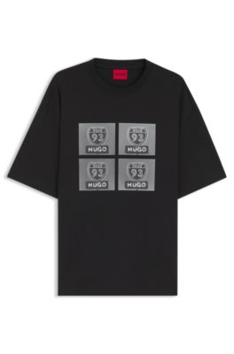 Cotton-jersey T-shirt with biker-inspired artwork, Black
