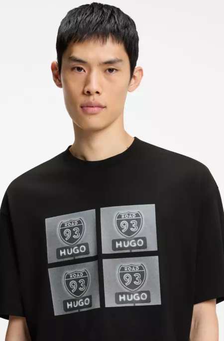 Cotton-jersey T-shirt with biker-inspired artwork