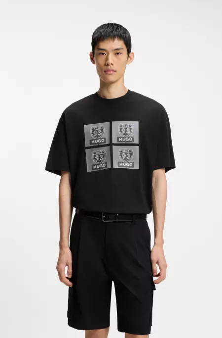 Cotton-jersey T-shirt with biker-inspired artwork