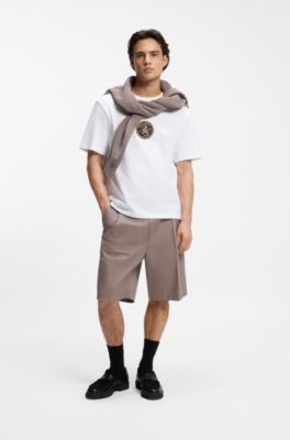 Camiseta en punto de algod&oacute;n con insignia bordada, Blanco