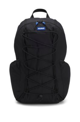 Backpack with blue rubber logo patch, Black