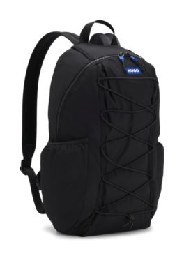 Backpack with blue rubber logo patch, Black