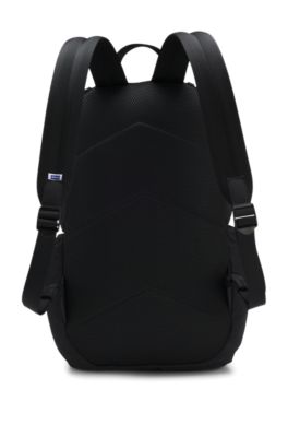 Backpack with blue rubber logo patch, Black