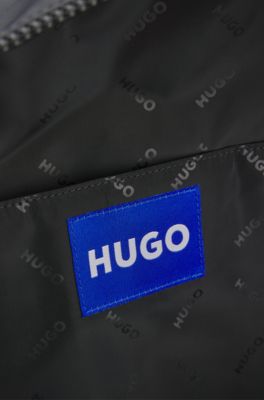 Backpack with blue rubber logo patch, Black