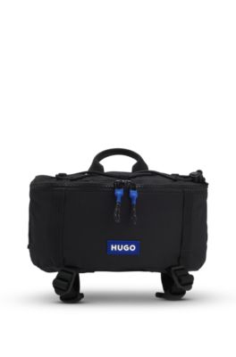 Belt bag with blue logo label, Black