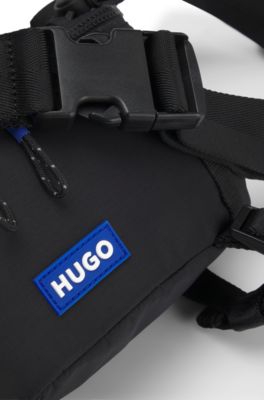 Belt bag with blue logo label, Black