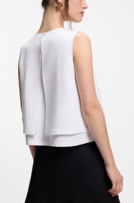 Top &agrave; superposition avec dos ouvert, Blanc