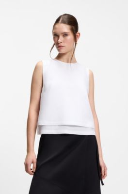 Top &agrave; superposition avec dos ouvert, Blanc