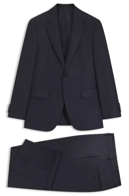 Two-piece regular-fit suit in virgin wool and silk