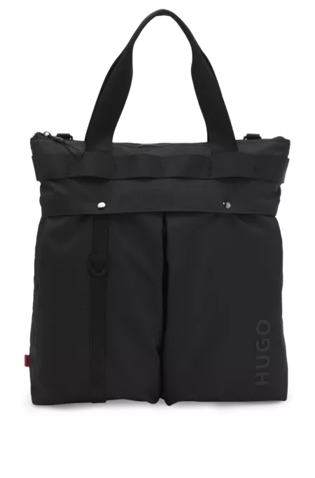 Ripstop tote bag with logo lettering