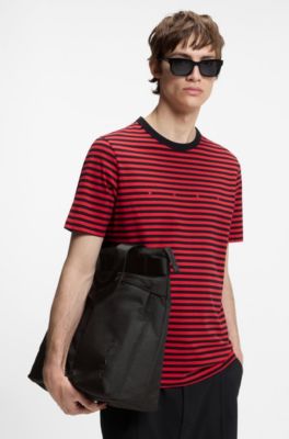 Bolso tote de tejido antidesgarros con letras de logo, Negro