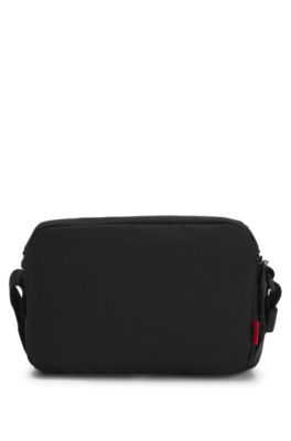 Bolso de bandolera de tejido antidesgarros con letras de logo, Negro