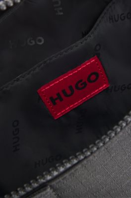 Bolso de bandolera de tejido antidesgarros con letras de logo, Negro