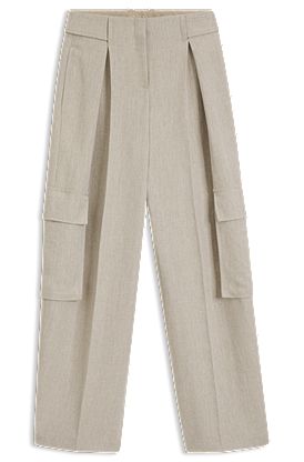 Regular-fit trousers in a herringbone linen blend