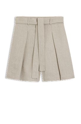 Relaxed-fit linen-blend culottes with herringbone weave