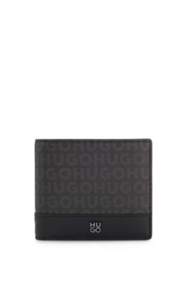 Stacked-logo wallet with monogram print, Black