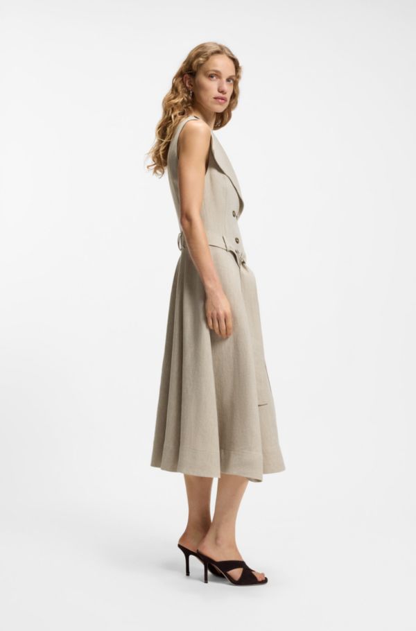 Double-breasted wrap dress in a herringbone linen blend - image 2