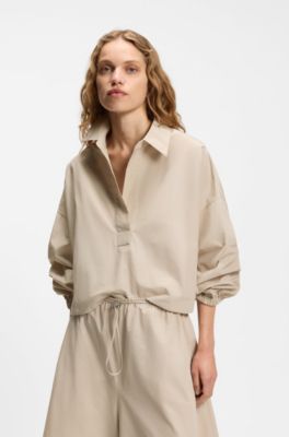 Relaxed-fit blouse in a cotton blend, Patterned