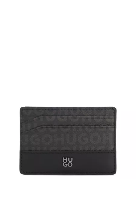 Stacked-logo card holder with monogram print