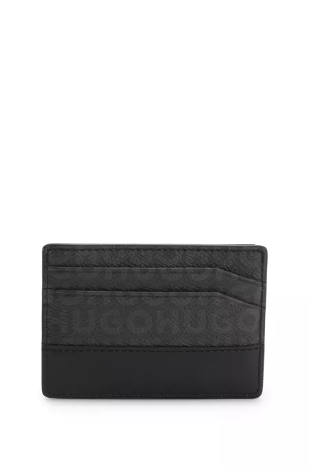 Stacked-logo card holder with monogram print