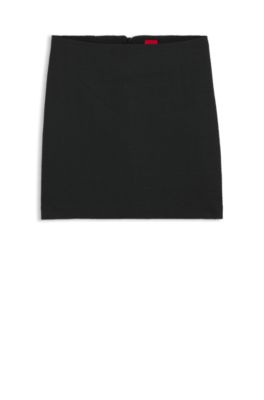 Mini skirt in boucl&eacute; fabric, Black
