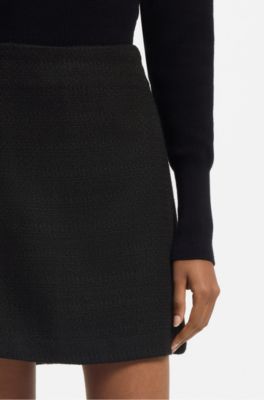 Mini skirt in boucl&eacute; fabric, Black