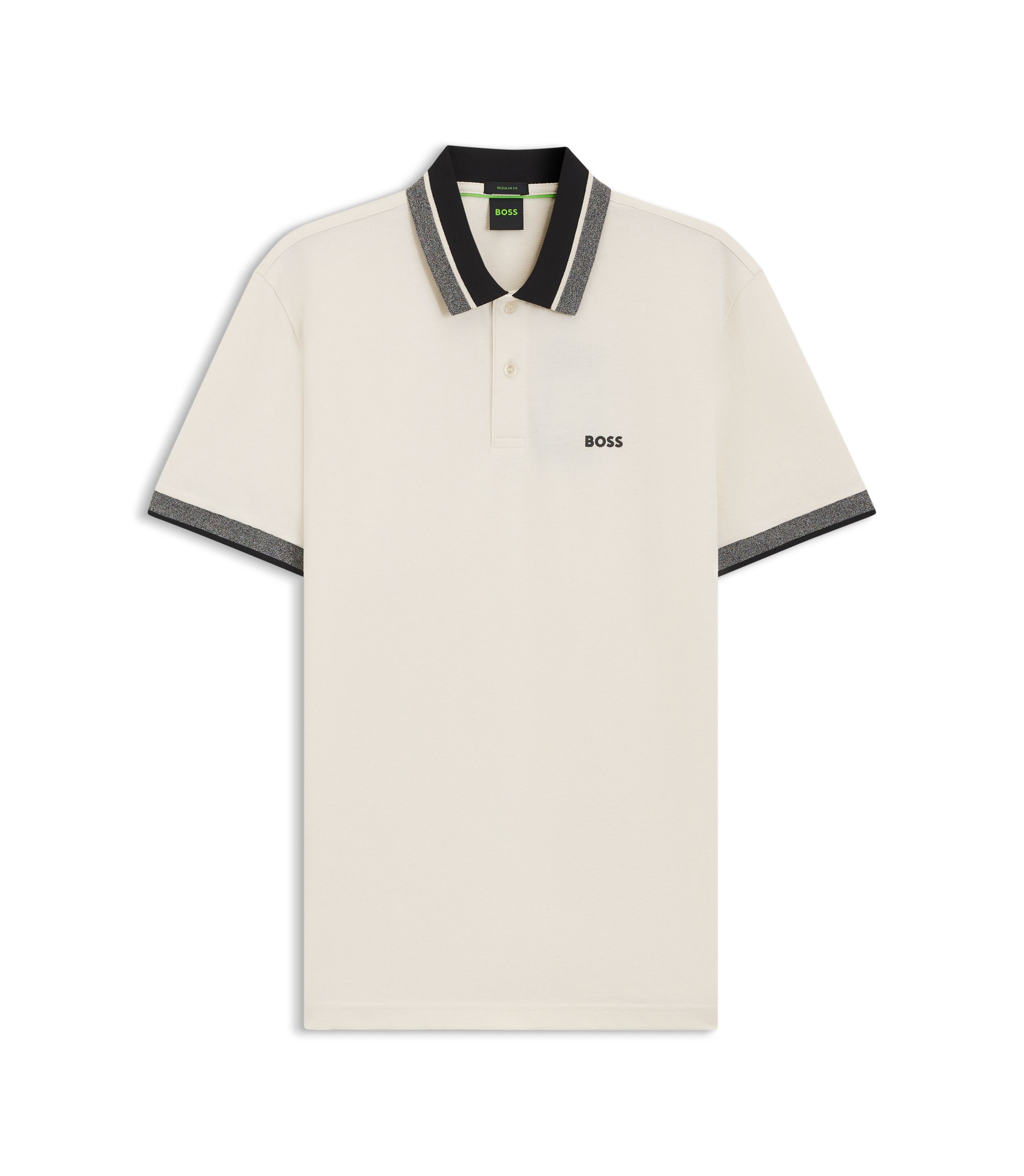 BOSS - Stripe-collar polo shirt in cotton piqué - White