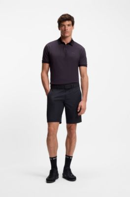 Stripe-collar polo shirt in cotton piqu&eacute;, Purple