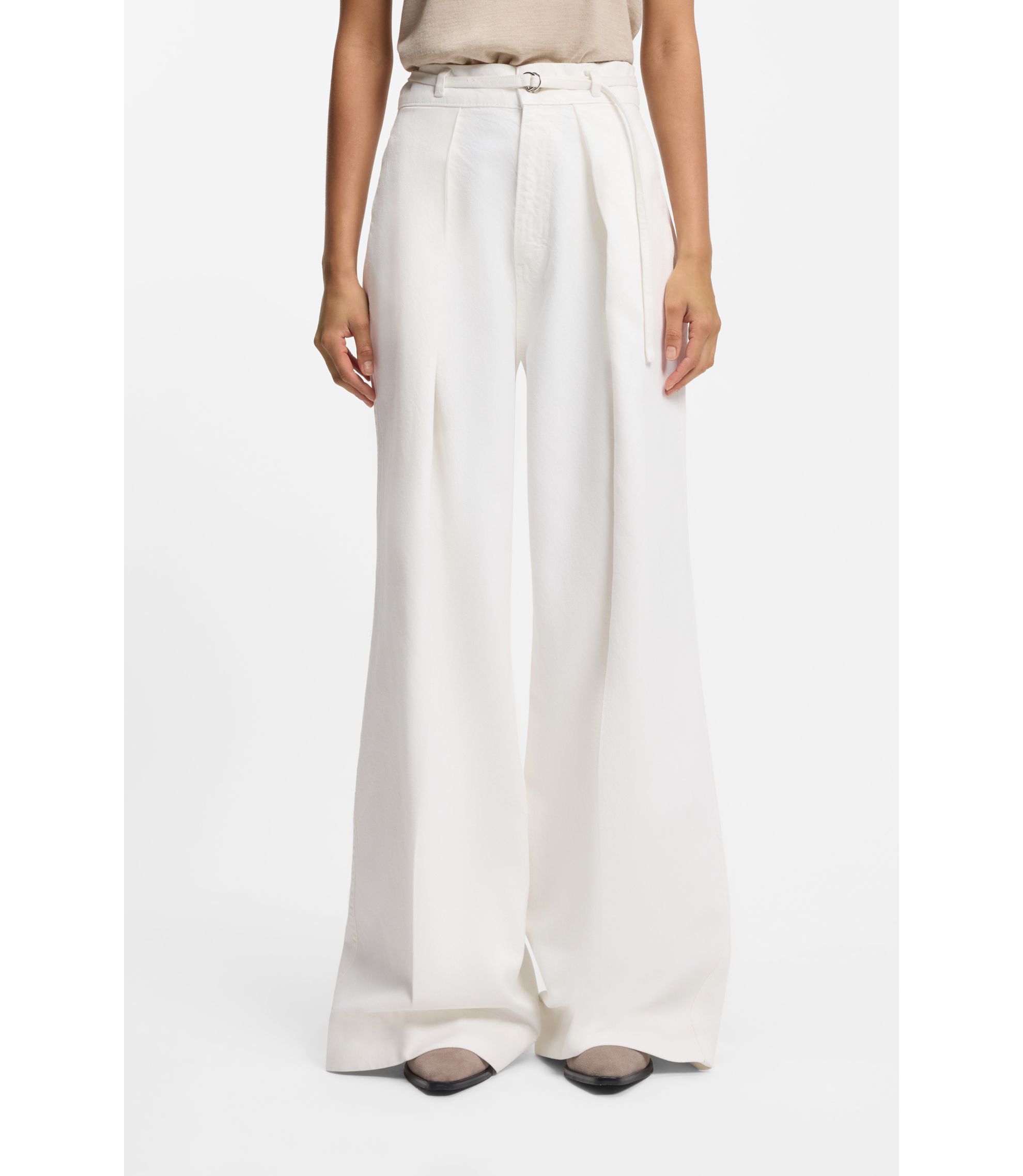 BOSS Wide-leg jeans with front pleats White