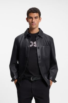 Ceinture Business en cuir avec boucle en argent poli, Noir