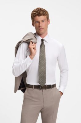 Ceinture Business en cuir avec boucle en argent poli, Vert sombre