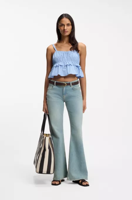 Flared-leg jeans in light-blue denim