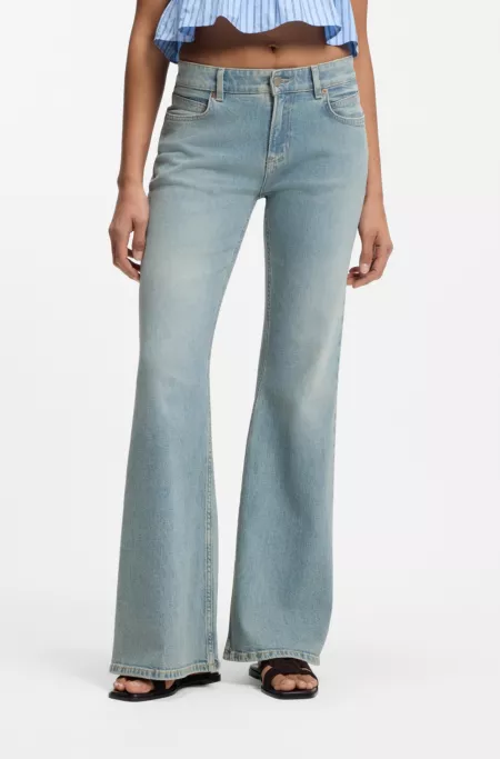 Flared-leg jeans in light-blue denim