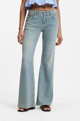 Vaqueros de pernera acampanada en denim azul claro, Azul