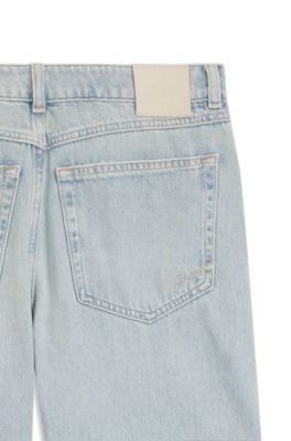 Jean coupe d&eacute;contract&eacute;e avec jambe ballon, Bleu