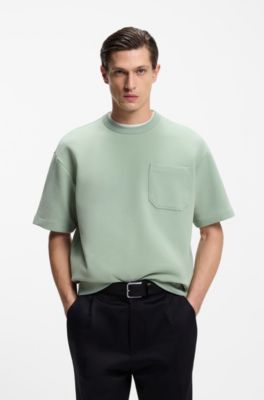 Logo-tip belt in leather, Black