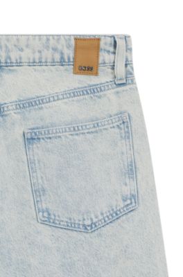 Blue boyfriend-fit jeans in rigid denim, Light Blue