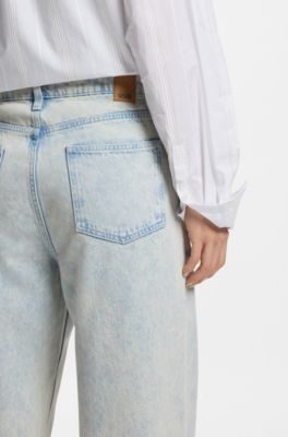 Vaqueros boyfriend fit de denim el&aacute;stico azul claro supersuave, Celeste