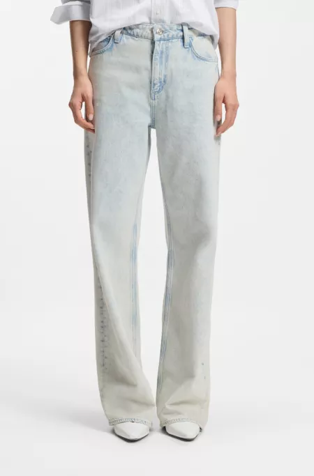 Blue boyfriend-fit jeans in rigid denim