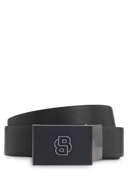 Reversible belt in Italian leather with interchangeable buckles