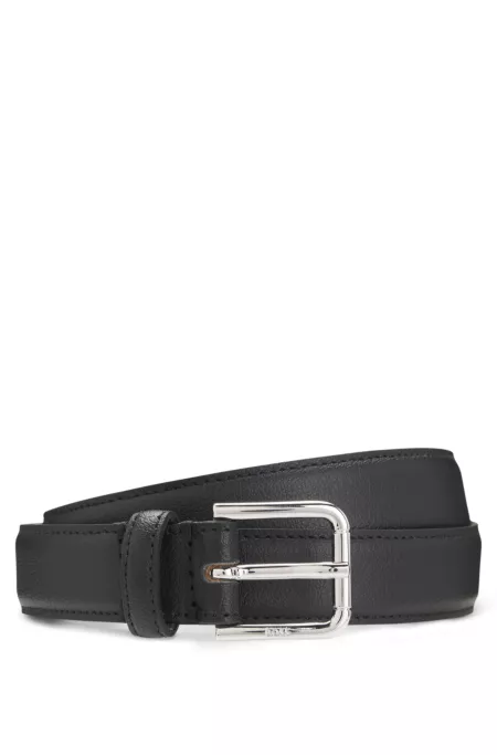 Pin-buckle belt in Italian leather