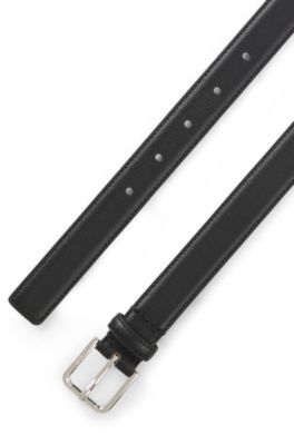 Pin-buckle belt in Italian leather, Black