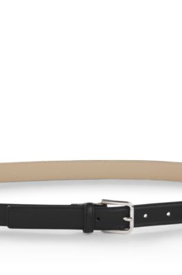 Pin-buckle belt in Italian leather, Black
