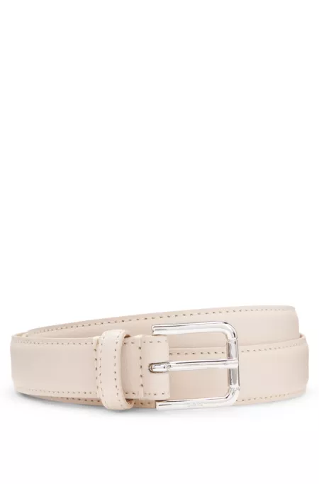 Pin-buckle belt in Italian leather