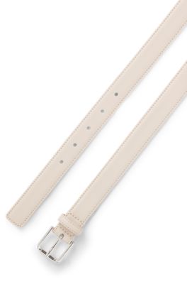 Ceinture en cuir italien avec boucle &agrave; ardillon, Blanc