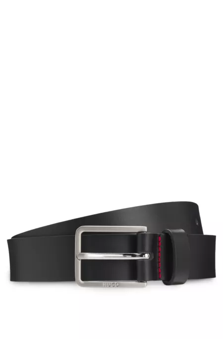 Pin-buckle belt in Italian leather