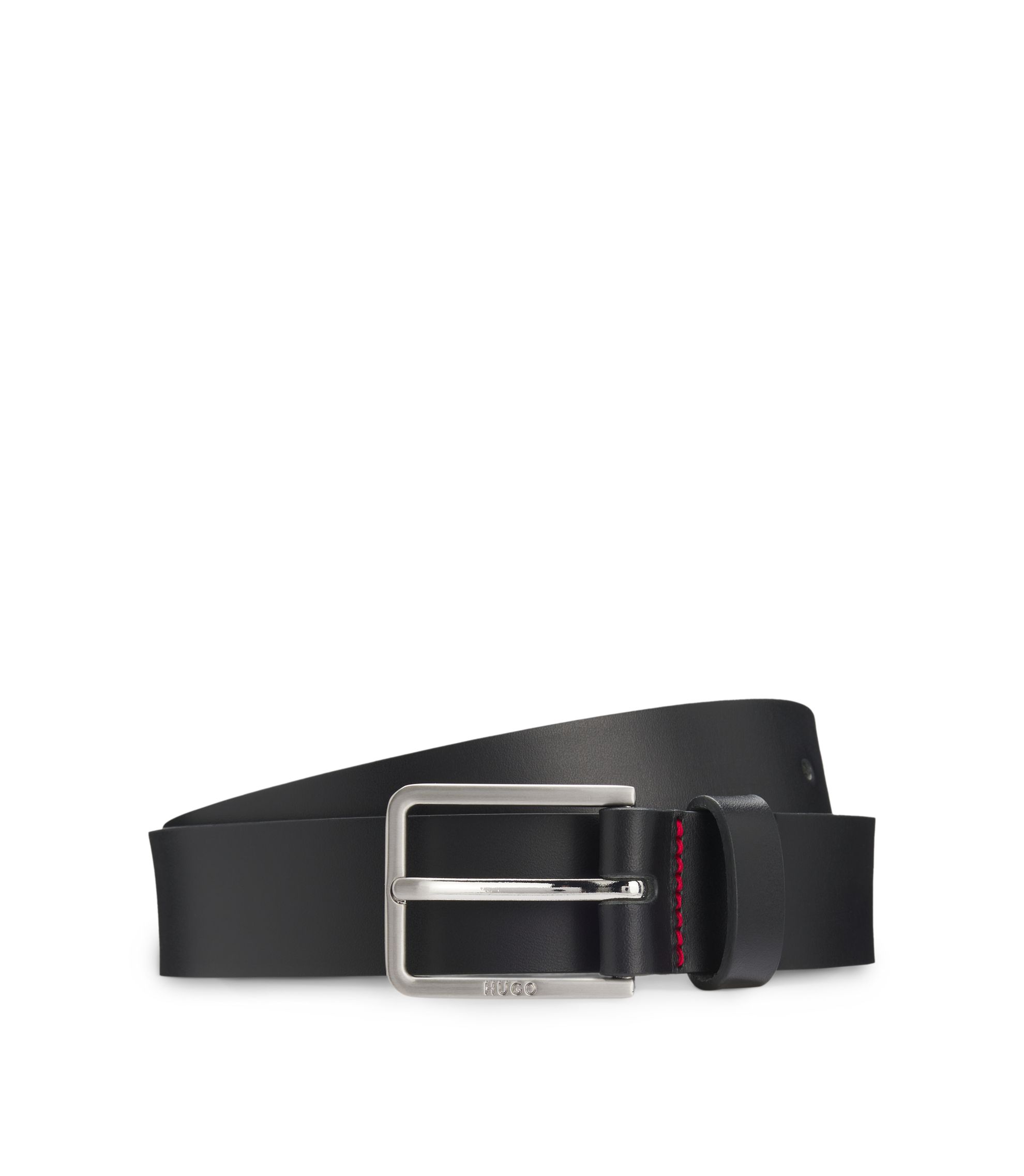 HUGO - Pin-buckle belt in Italian leather - Black